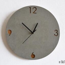 Concrete & Wood Circle Wall Clock - Modern Home Decor Contemporary Minimalist Art Gift Idea Housewarming - thumbnail 2