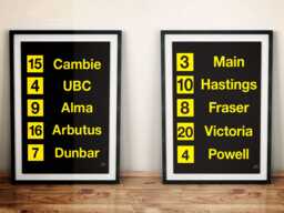 Vancouver Trolley Bus Route Print Set - Screen Printed Art, Limited Edition - thumbnail 1