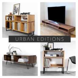 "Large Tv Stand Or Coffee Table With Storage On Minimalist Square Frame Legs, Solid Premium Oak ""Henley" - thumbnail 4