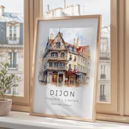 Dijon Travel Print, French City Prints, Burgundy France Travel, European Artwork, Themed Wall Art, Gallery - thumbnail 3
