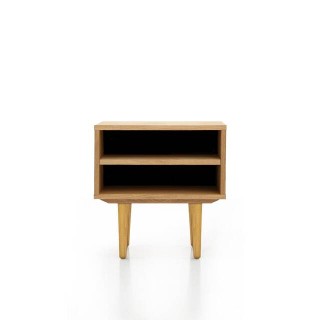 Nightstand With Open Shelf in Mid-Century Modern Style Made Of Oak Vaneer, Bedside Table Livlo D-P06 - image 1