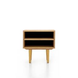 Nightstand With Open Shelf in Mid-Century Modern Style Made Of Oak Vaneer, Bedside Table Livlo D-P06 - thumbnail 1