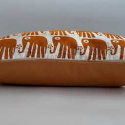 Silk Velvet Cushion Cover, Saffron Elephant Cushion, Turkish Italian Jacquard Pillow, Ikat Decorative Pillow 24''x16''/60x40 cm - thumbnail 3