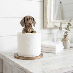 Rustic Dachshund Toilet Roll Holder Stand - Farmhouse D??cor Sausage Dog Gift