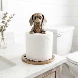Rustic Dachshund Toilet Roll Holder Stand - Farmhouse D??cor Sausage Dog Gift - thumbnail 4