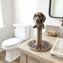 Rustic Dachshund Toilet Roll Holder Stand - Farmhouse D??cor Sausage Dog Gift - thumbnail 3