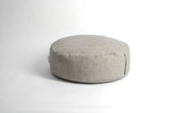 Linen Striped Meditation Cushion Zafu Buckwheat Fill, Grey Stonewashed - thumbnail 1