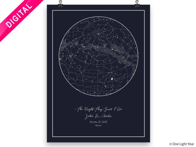 Custom Star Map - Space Wall Art Poster, Mothers Day Gifts, Night Sky Print Digital Download - image 1