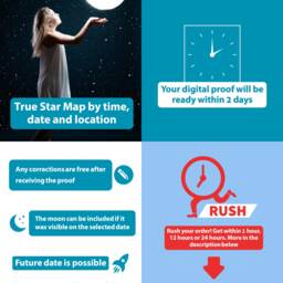 Custom Star Map - Space Wall Art Poster, Mothers Day Gifts, Night Sky Print Digital Download - thumbnail 2