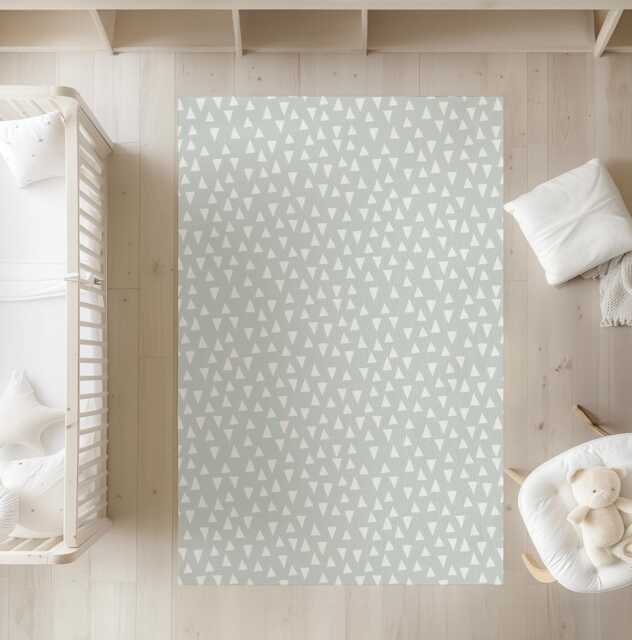 Mint With White Triangles, Carpet, Kids Decor, Children's Room Decor, Kids Rug, Carpet - image 1