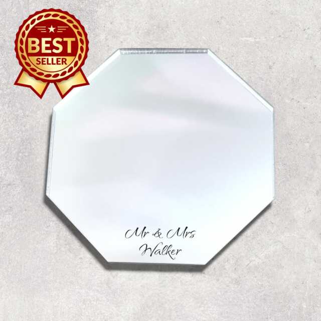 Octagon Acrylic Mirror Wall Art Personalized Engraving Options - image 1