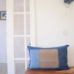 Denim Pillow Cover 14'' X 22'' Unique Throw Cushion - thumbnail 2