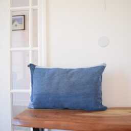 Denim Pillow Cover 14'' X 22'' Unique Throw Cushion - thumbnail 4