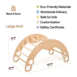 Unique Baby Gift - Montessori Rocker With Cushion, Climbing Arch + Pillow, Toys, Toddler Personalize Toy For 1 Year Old - thumbnail 2