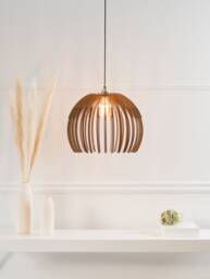 Wood Pendant Light Scandinavian Mid-Century Modern Ceiling Fixture - thumbnail 1