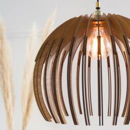 Wood Pendant Light Scandinavian Mid-Century Modern Ceiling Fixture - thumbnail 3