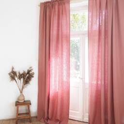 Dusty Pink Heavy Linen Curtain Panel, Rod Pocket, Decorative Header - thumbnail 3
