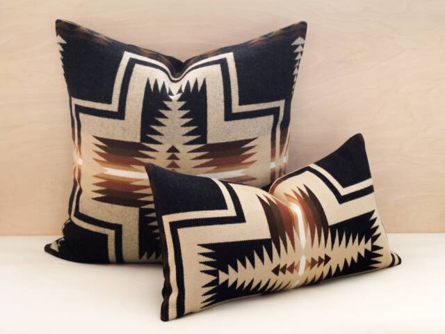 Oxford Harding Wool Pillow Cover, Black & Camel Southwestern Cover - image 1