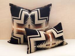 Oxford Harding Wool Pillow Cover, Black & Camel Southwestern Cover - thumbnail 1