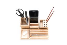 Office Organization Wooden Desk Organizer Desk Pencil Holder Pen Phone