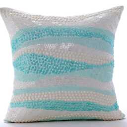 "Art Silk Aqua Blue Cushion Case 16""x16" - thumbnail 3