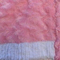 Handmade Modern Baby Minky Blanket Gray, Pink & White Hearts - thumbnail 2