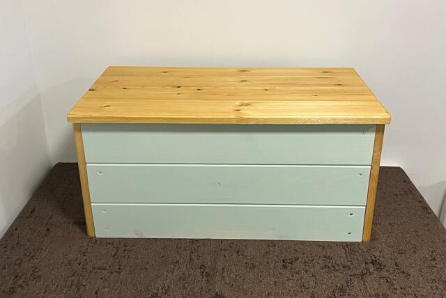 Farmhouse Ottoman Shoe Storage Box Seat Bench Chest Sage Pine Oak Solid Wood - image 1
