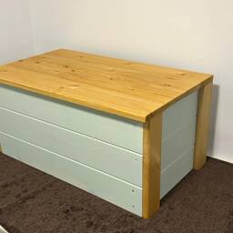 Farmhouse Ottoman Shoe Storage Box Seat Bench Chest Sage Pine Oak Solid Wood - thumbnail 2
