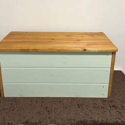 Farmhouse Ottoman Shoe Storage Box Seat Bench Chest Sage Pine Oak Solid Wood - thumbnail 3