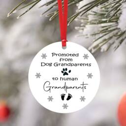 Promoted From Dog Grandparents To Human Christmas Bauble - Baby Due Tree Decoration Preganacy Announcement - thumbnail 1