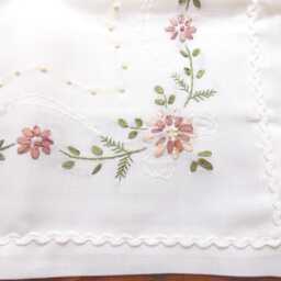Cushion Cover Hand Embroidered With 40 Square Ribbons Very Light Off-White - thumbnail 4