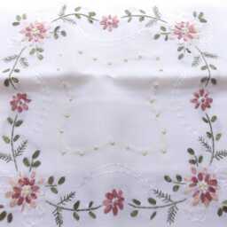 Cushion Cover Hand Embroidered With 40 Square Ribbons Very Light Off-White - thumbnail 2