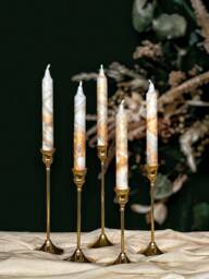 Gold Silver Metallic Marble Candles, Tall Taper Candle Set, Dinner Candles, Gold Home Decor, Wedding Candle, Tapered Candles, Pillar