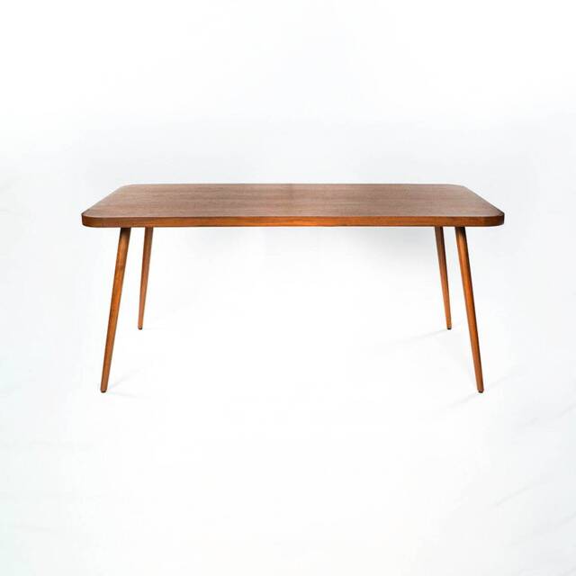 Mid Century Solid Teak Dining Table With Round Corners Handcrafted in India - image 1