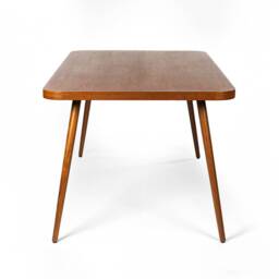 Mid Century Solid Teak Dining Table With Round Corners Handcrafted in India - thumbnail 3