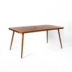 Mid Century Solid Teak Dining Table With Round Corners Handcrafted in India - thumbnail 2