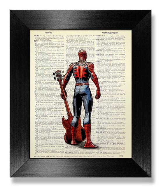 Birthday Gift For Boyfriend Gift Him Man, Bedroom Art, Spiderman Poster, Bathroom Wall Superhero Dorm Room Decor, Guitar Art Print