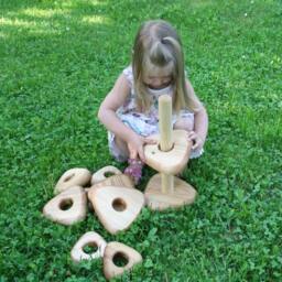 Handmade Wooden Stacking Pyramid, Montessori Educational Toy - thumbnail 4