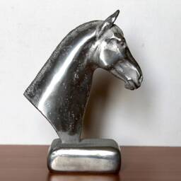 Pewter Sculpture By The Sculptor Giuseppe Albano - Head Of A Horse - thumbnail 4