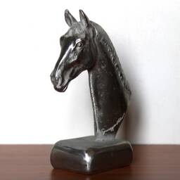 Pewter Sculpture By The Sculptor Giuseppe Albano - Head Of A Horse - thumbnail 2