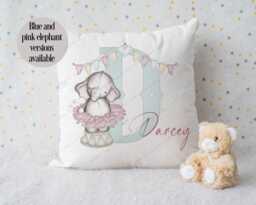 Personalised New Baby Cushion, Elephant Nursery Boy's Boy Gift, Girl's Girl Gift