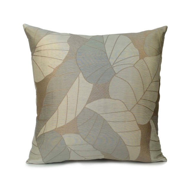 Light Tan, Gray & Beige Pillow, Decorative Throw Pillow Cover, Cushion Pillowcase, Accent Satin Blend, Floral Pattern - image 1