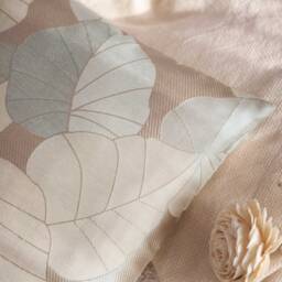Light Tan, Gray & Beige Pillow, Decorative Throw Pillow Cover, Cushion Pillowcase, Accent Satin Blend, Floral Pattern - thumbnail 3