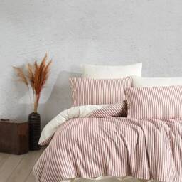 Cherry Stripes Bedding Set, Modern Striped Comforter & Sheet Set, Timeless Set, Harmony Set, Duvet Cover - thumbnail 2