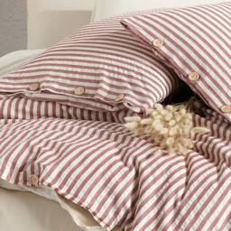 Cherry Stripes Bedding Set, Modern Striped Comforter & Sheet Set, Timeless Set, Harmony Set, Duvet Cover - thumbnail 3