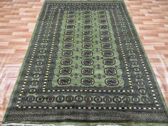 5.6x8 Pistachio Green Bokhara Rug - Washable Kitchen Woolen Living Room Hand Knotted Wall - image 1