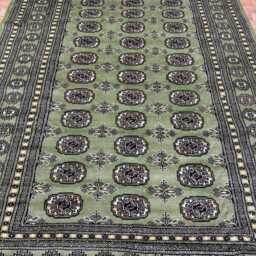 5.6x8 Pistachio Green Bokhara Rug - Washable Kitchen Woolen Living Room Hand Knotted Wall - thumbnail 3