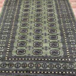 5.6x8 Pistachio Green Bokhara Rug - Washable Kitchen Woolen Living Room Hand Knotted Wall - thumbnail 2