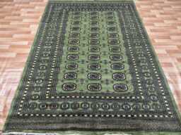 5.6x8 Pistachio Green Bokhara Rug - Washable Kitchen Woolen Living Room Hand Knotted Wall - thumbnail 1
