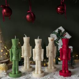 Nutcracker Candle Christmas Soldier, Scented Soy Wax Candle - thumbnail 3